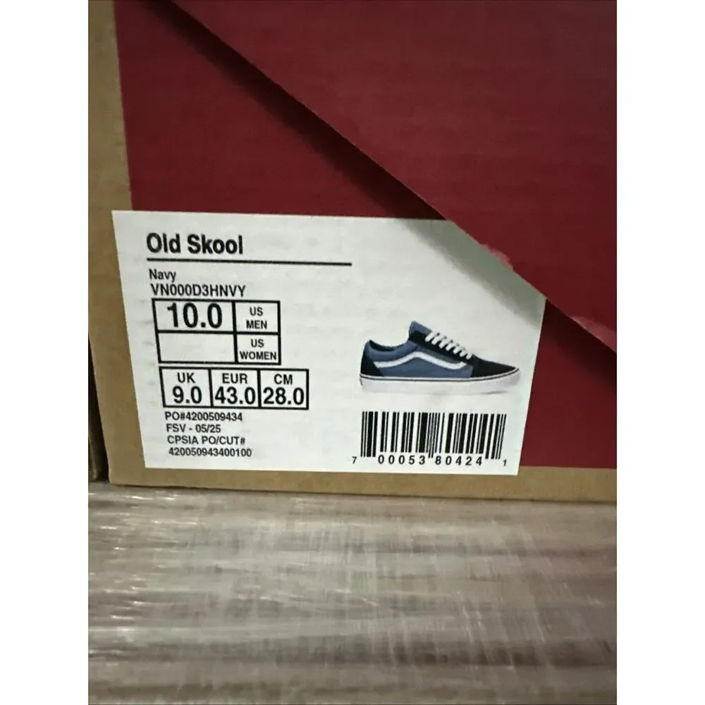 New Men's Size 10 Vans Old Skool Navy Blue Skate Shoes VN000D3HNVY